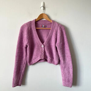 Urban Outfitters Dina Plush Soft Knit Cardigan Violet Purple  Sz Medium